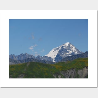 Snowy Mountain Peak Alpine Landscape Posters and Art
